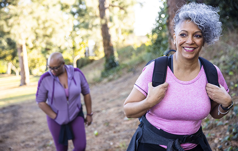 Senior Black Woman Hiking in Nature